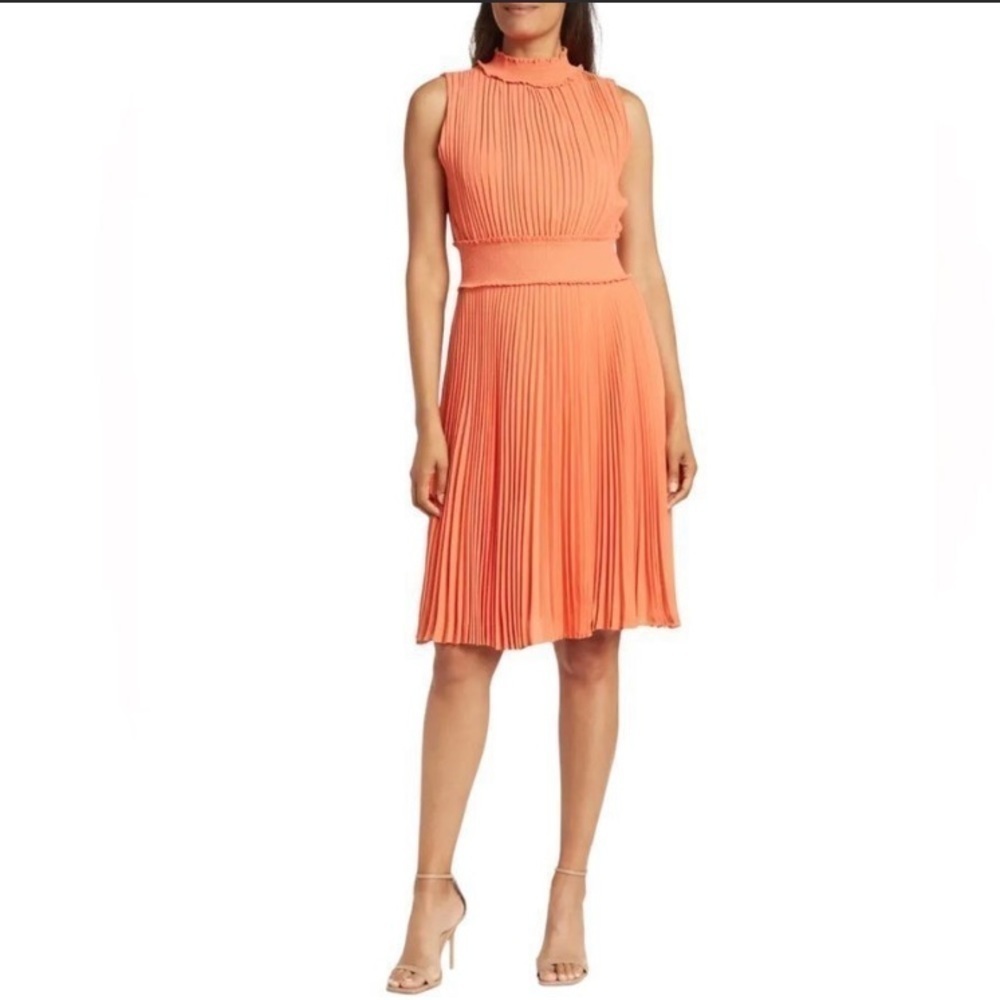 Nanette Lepore | Pleated Knee Length Dress Light Flamingo Sleeveless Size 4